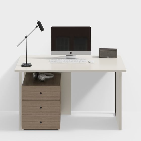 Modern Minimalist Computer Desk in Brown