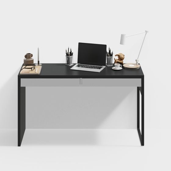 Brown Modern Minimalist Computer Desk 3D Model