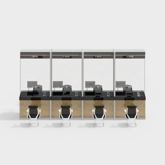 Modern Bank Counter 3D model