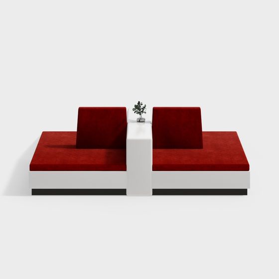 Stylish Red Low-Poly Sofa 3D model