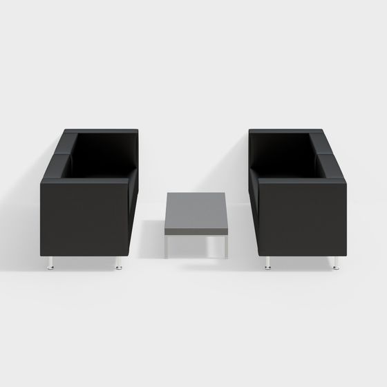 Stylish Low-Poly Sofa Set 3D model