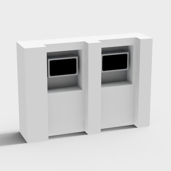 Stylish Low-Poly High-Detail Double Trash Bin 3D model