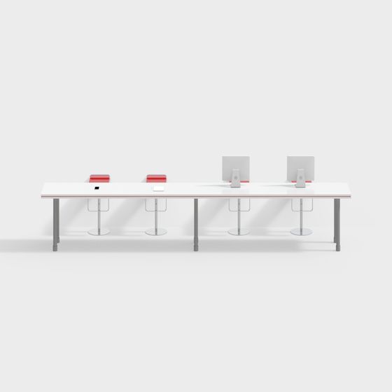 Stylish Long Desk 3D model for Modern Offices