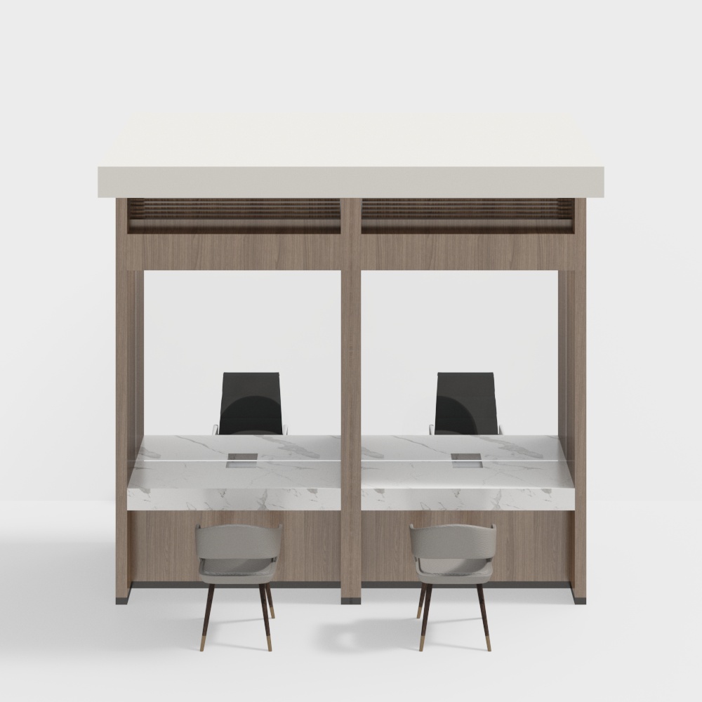 Bank lobby business counter window