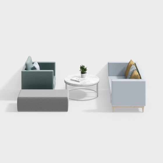 Serene Minimalist Furniture Set 3D model