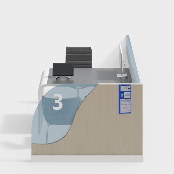 Modern Low-Poly Reception Desk 3D model for Offices