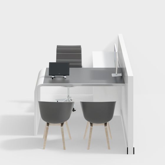 Contemporary Double Desk 3D model for Creative Spaces