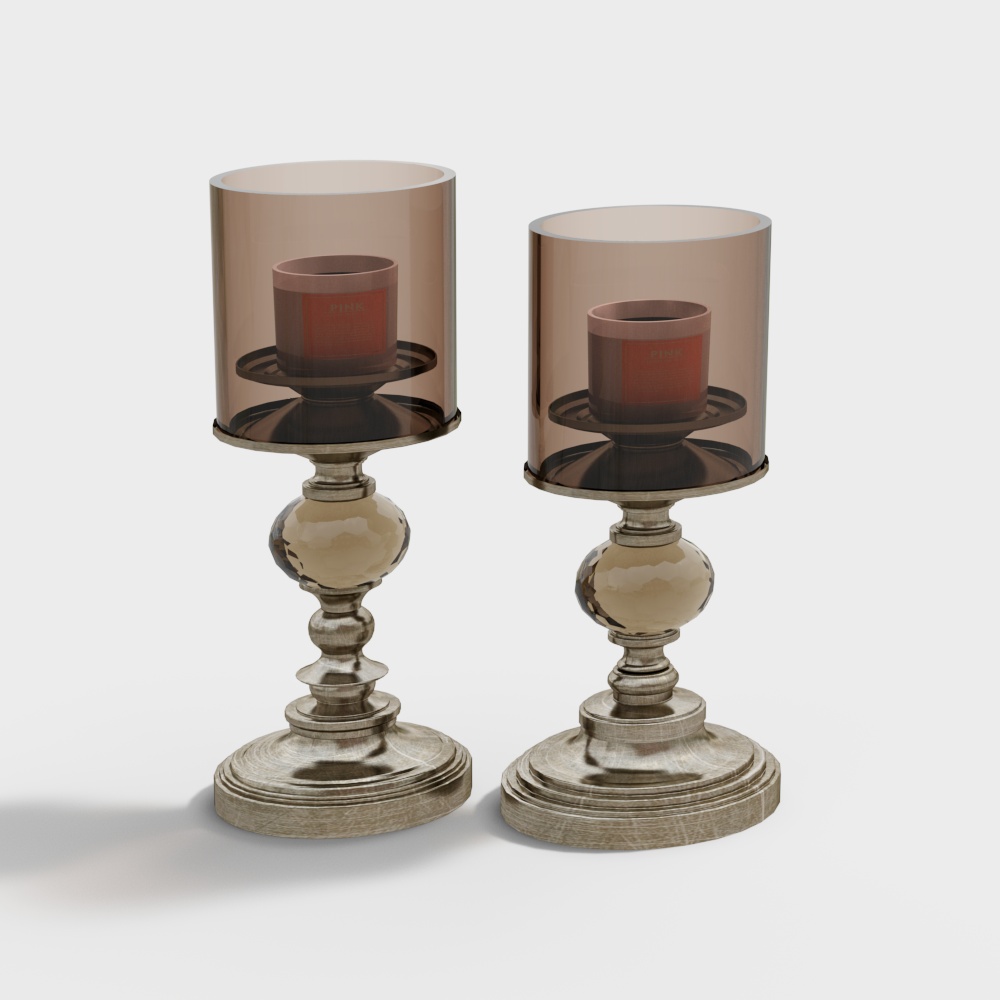 Elegant Low-Poly Candle Holder Set – Silver & Frosted Glass