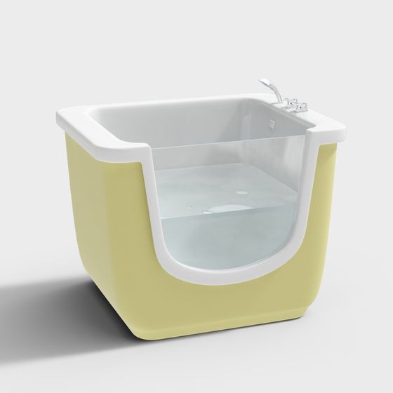 Stylish Low-Poly Bathtub 3D model for Modern Interiors