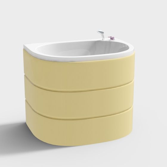Elegant Low-Polygon Bathtub 3D model