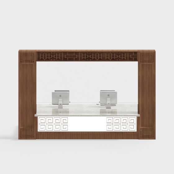 Retro Reception Counter 3D model for Creative Projects