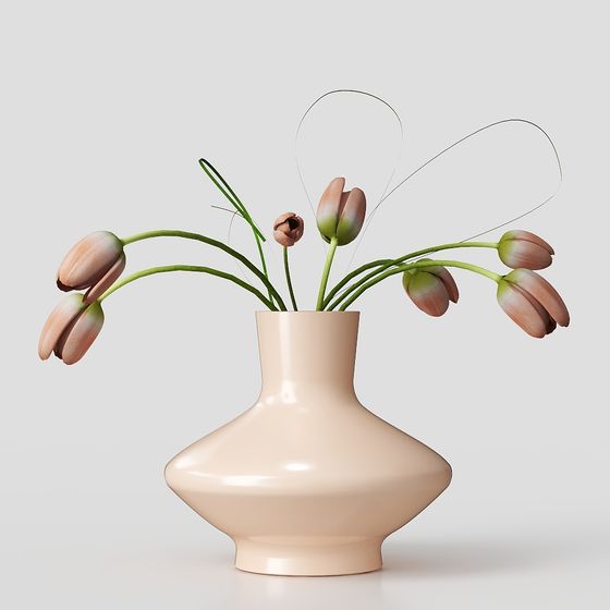 Elegant Spring Vase 3D Model for Modern Spaces