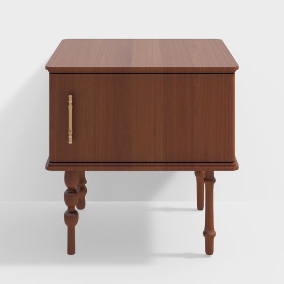 Elegant Retro Nightstand 3D model for Modern Spaces