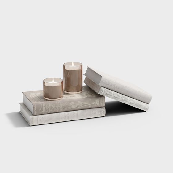 Elegant Low-Poly Candle and Book 3D model
