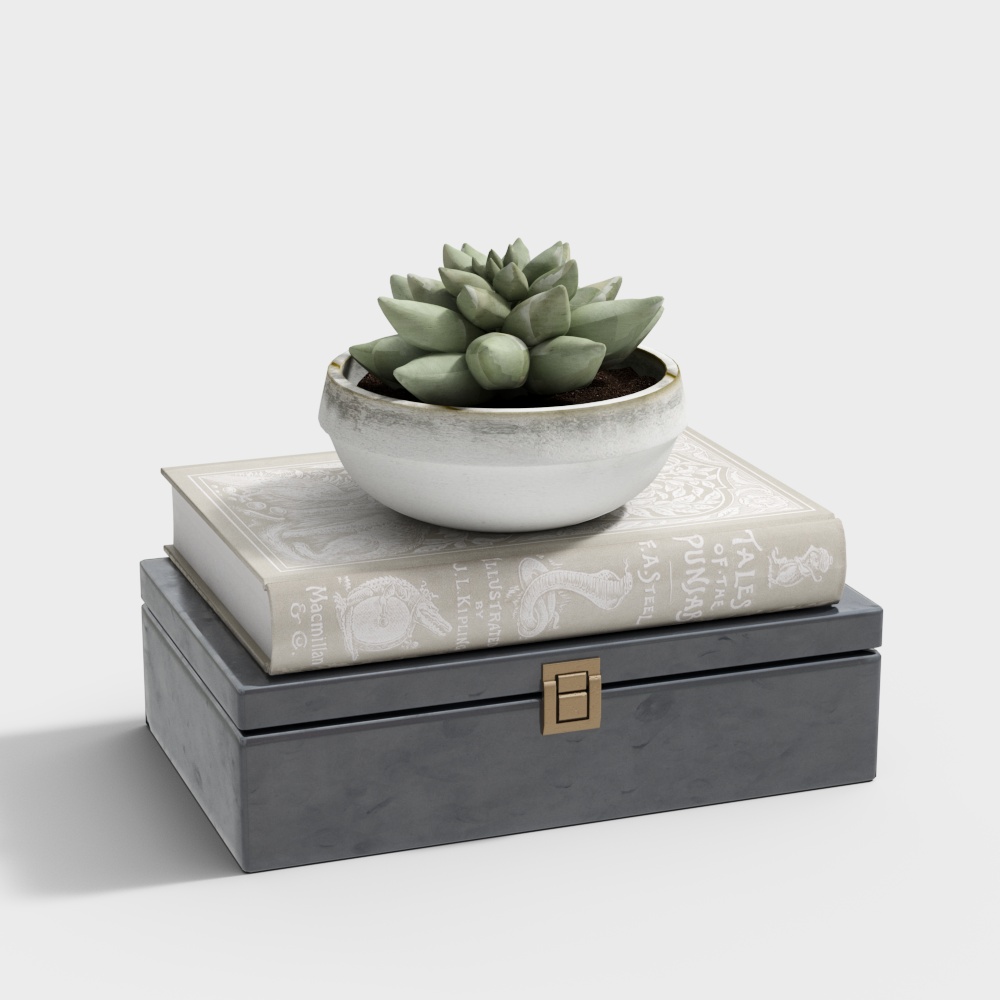 Green plant book ornaments combination