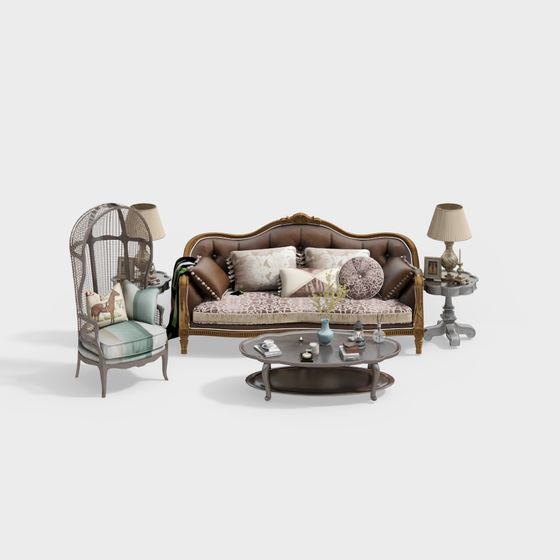 Vintage Sofa 3D model with Unique Charm