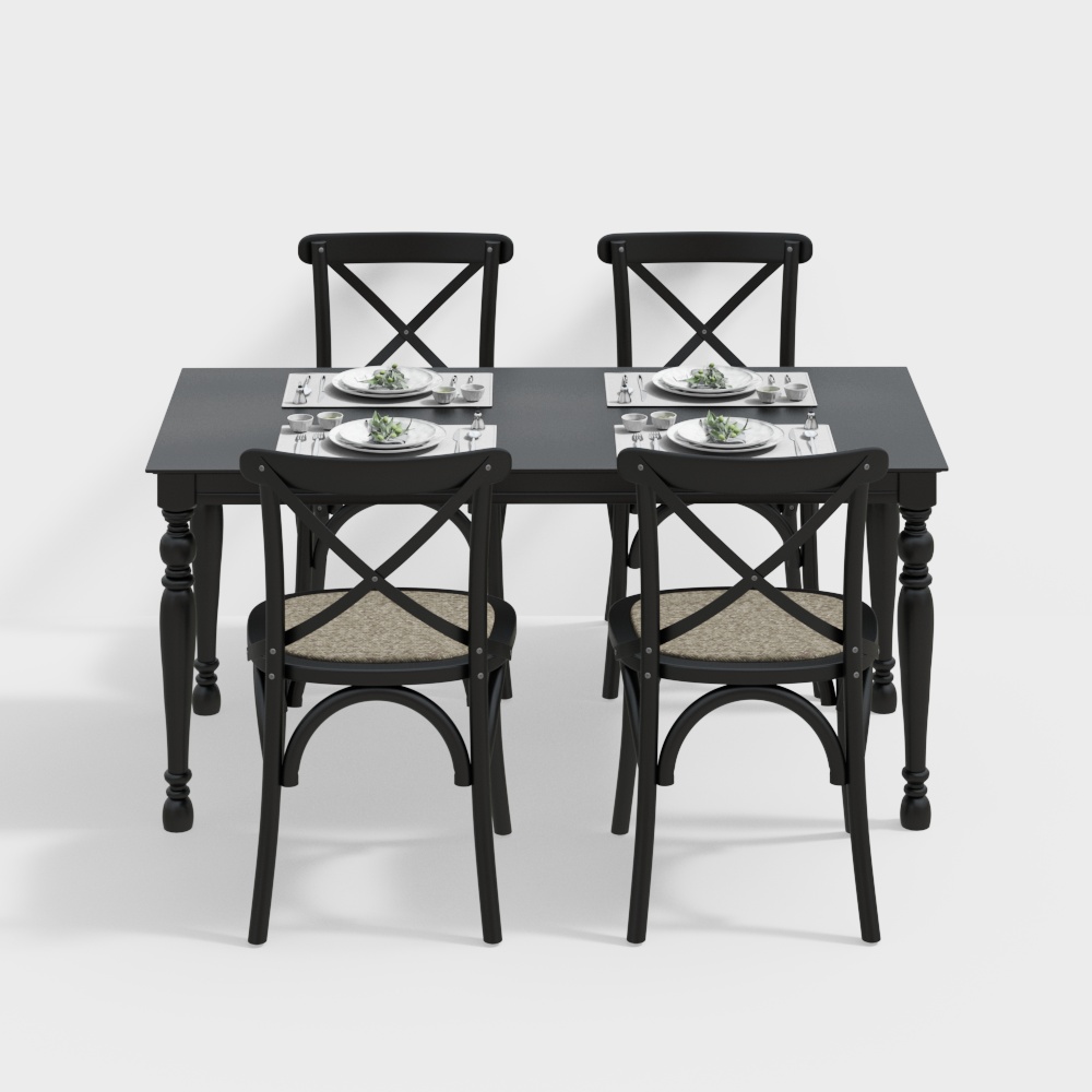 美式餐桌椅組合