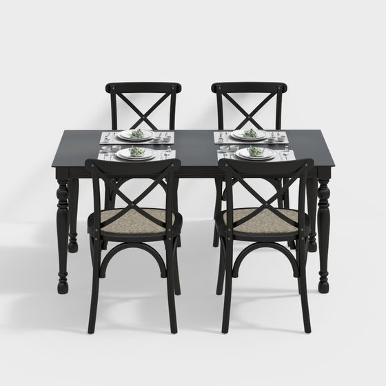 美式餐桌椅組合