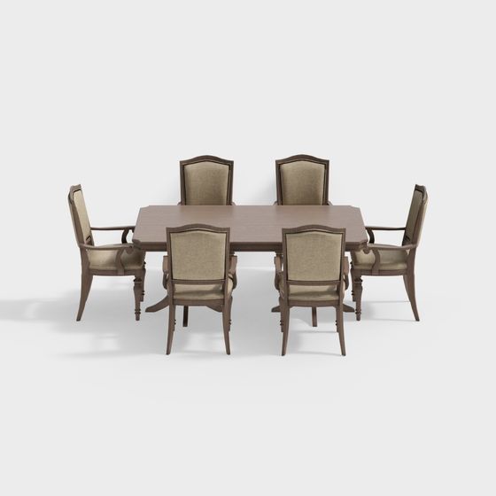 Elegant Dining Table and Chairs 3D model
