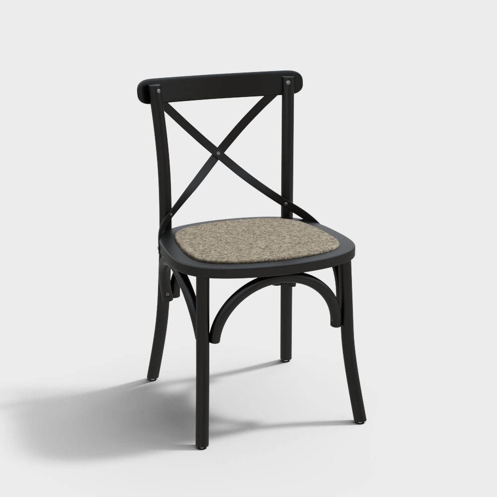 Retro Style Chair 3D Model – Classic Black Frame