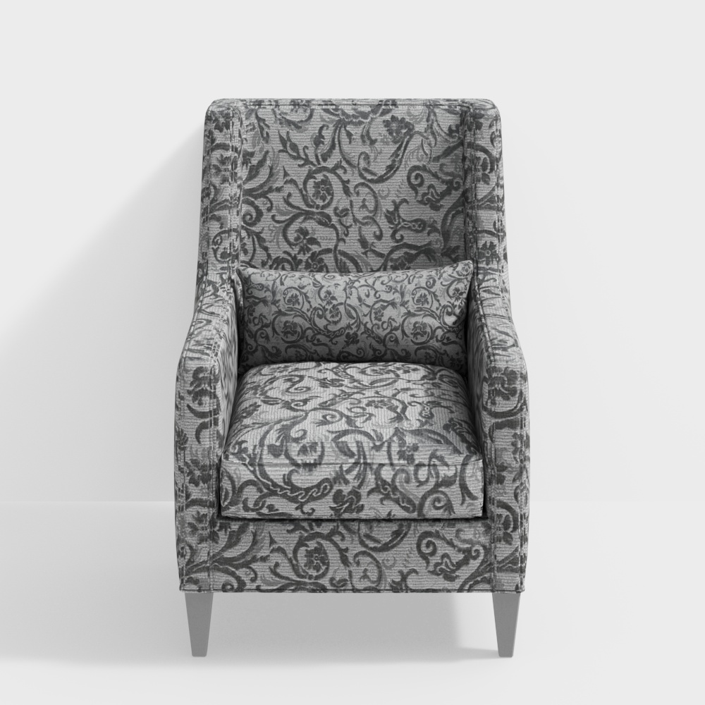 Elegant Low-Poly Sofa Chair 3D Model – Vintage-Modern Fabric