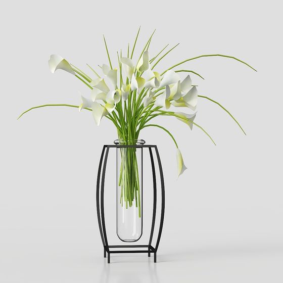 Elegant Vase with Lily Combination 3D model