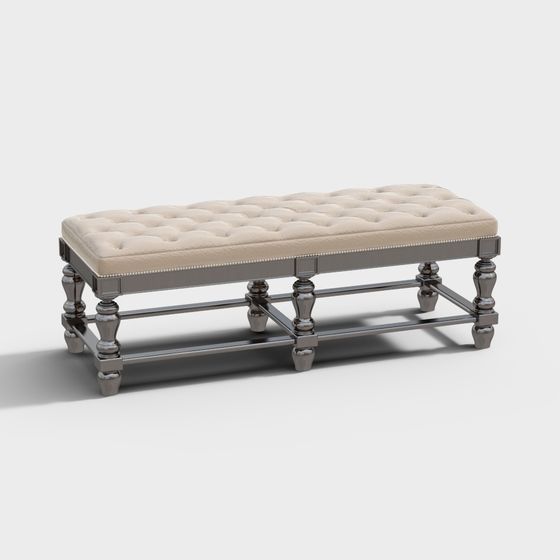 Elegant Classical Sofa Bench 3D model