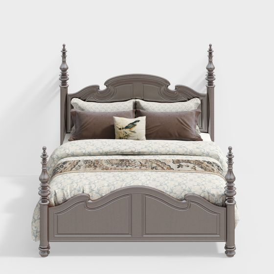 Elegant 19th Century Inspired Bed Frame 3D model