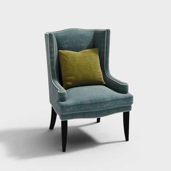 Elegant Wingback Chair 3D model for Modern Interiors