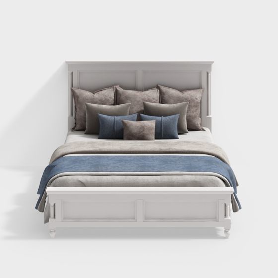 Stylish Low-Poly Bed 3D model for Modern Spaces