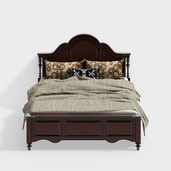 Vintage Style 3D Bed Model for Elegant Interiors