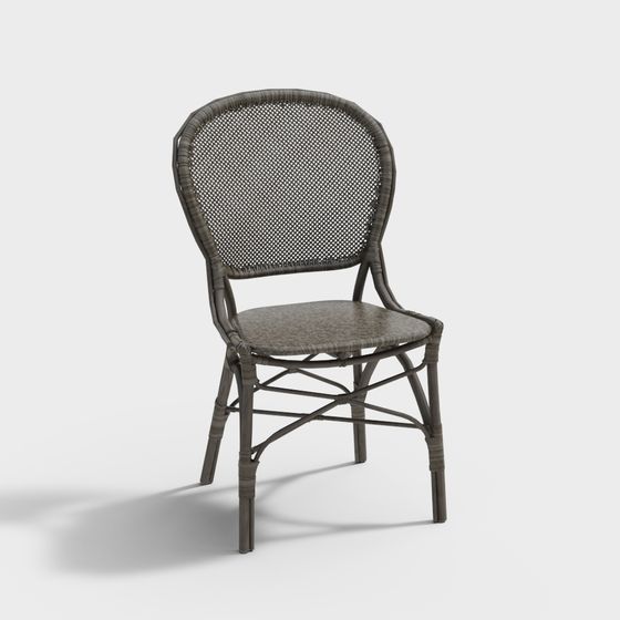 Stylish Vintage Rattan Chair 3D Model for Creative Use