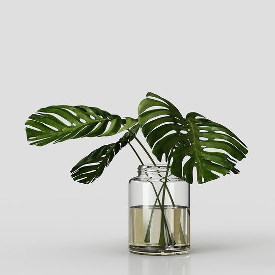 Tropical Plant Glass Vase 3D model for Modern Spaces