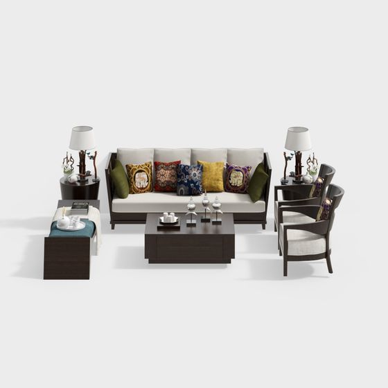 Cozy Living Room Set 3D model for Modern Interiors