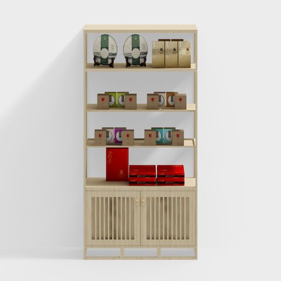Elegant Low-Poly Tea Cabinet 3D model