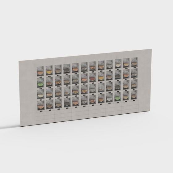 Gray Traditional Chinese Medicine Display Cabinet 3D Model