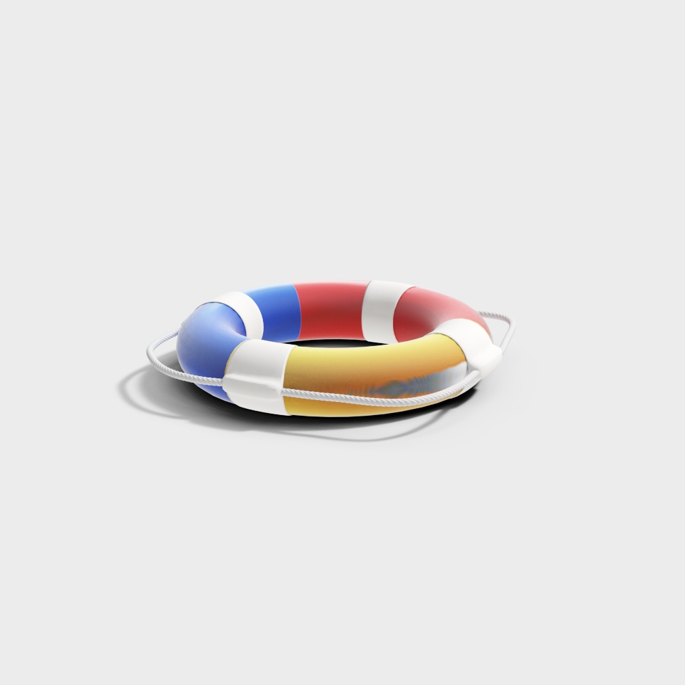 Colorful Nautical Lifebuoy 3D Model – Multi-Material Design