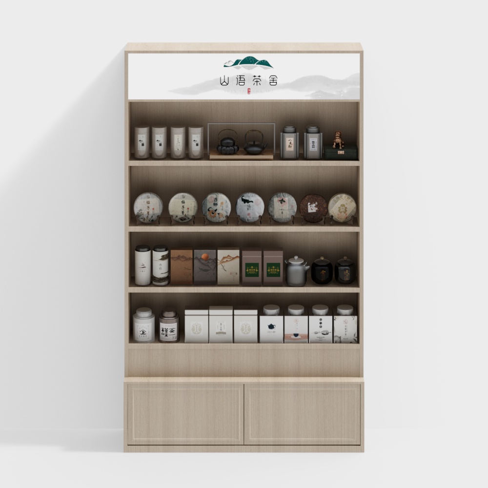 Tea shop wall display cabinet