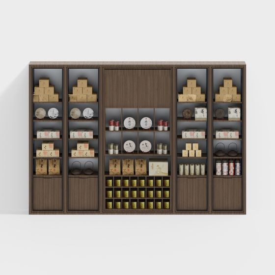 Elegant Tea Room Display Cabinet 3D model for Creative Spaces