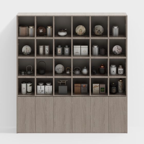 Elegant Tea Display Cabinet 3D model