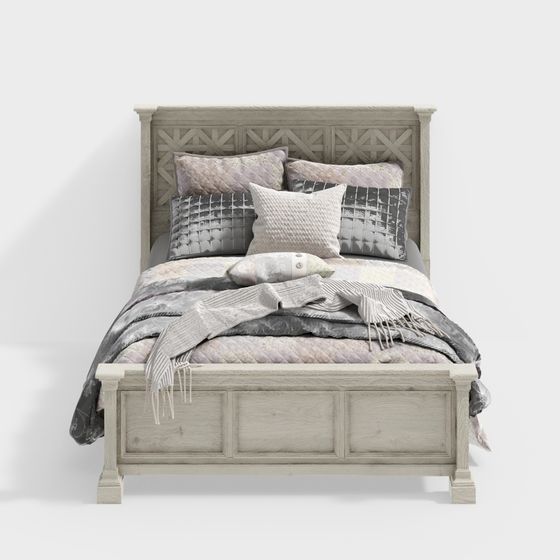 Elegant Low-Poly Bed Frame 3D model