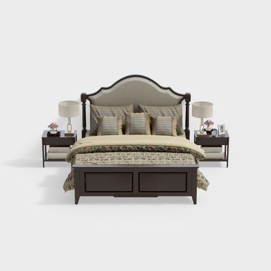 Elegant Low-Poly Bed 3D Model for Modern Design