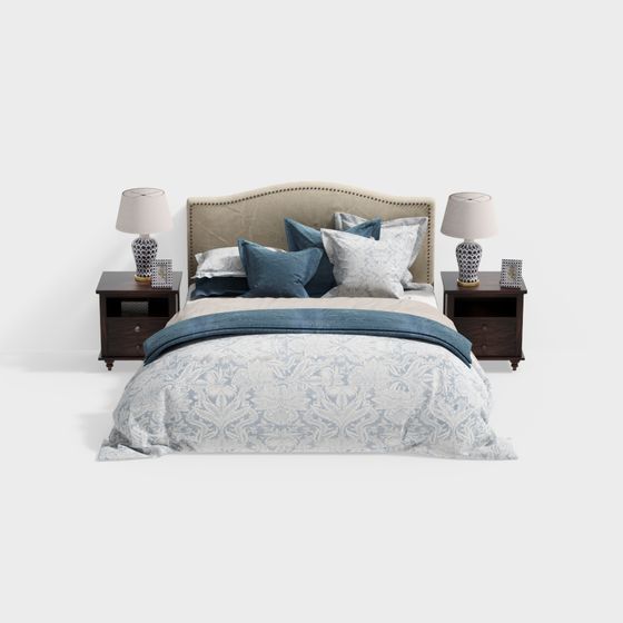 Stylish Low-Poly Bed 3D model for Modern Interiors