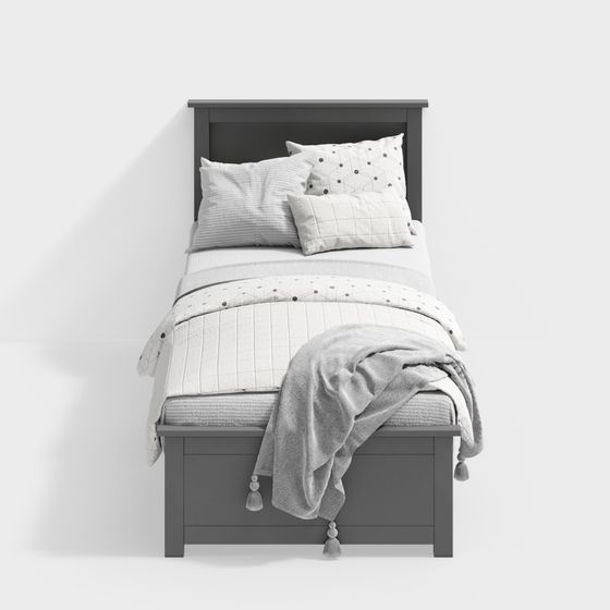 Stylish Minimalist Bedroom Bed 3D model