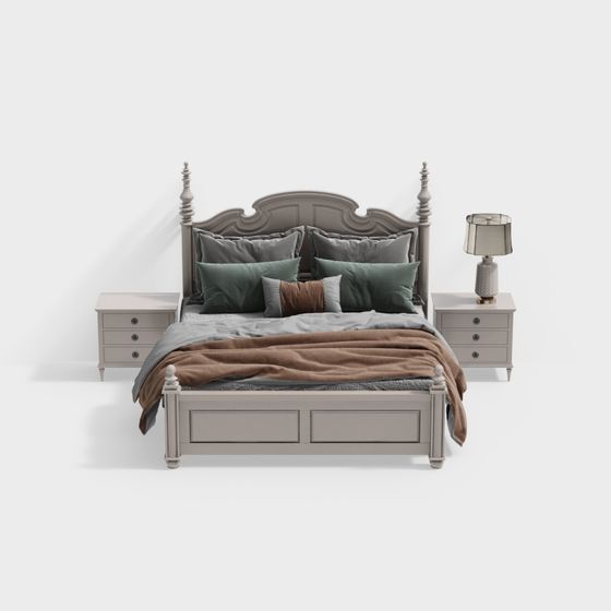 Elegant Vintage-Inspired Bed Frame 3D model