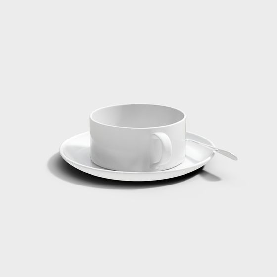 Elegant Low-Poly Tea Cup Set 3D model