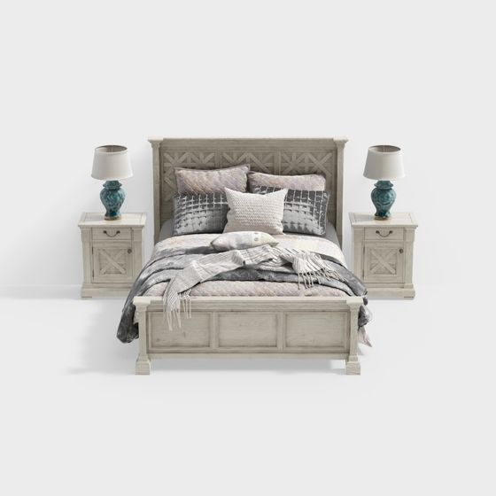 Combinación de cama doble de madera maciza americana