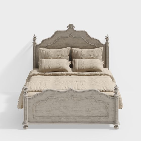 Elegant Vintage Bed 3D model with High Detail