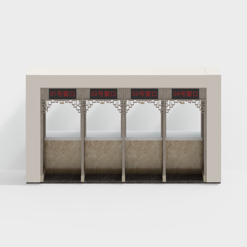 Stylish Bank Service Counter 3D model