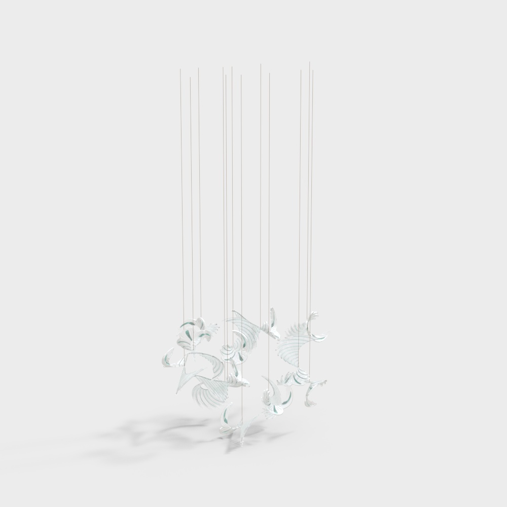 Suspended Dance 3D Model – Low-Poly Floral Sculpture
